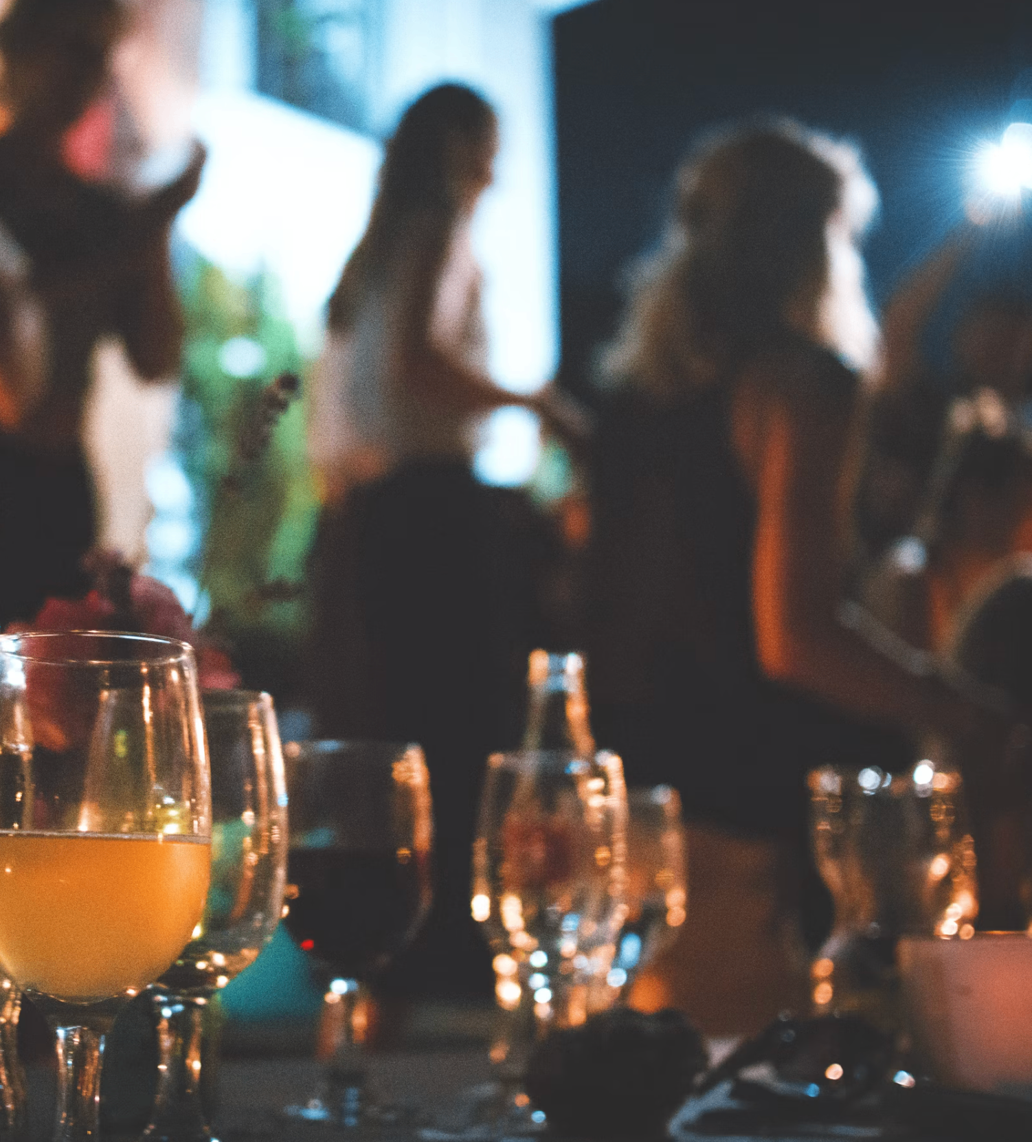 Gala dinner with candlelit table and guests